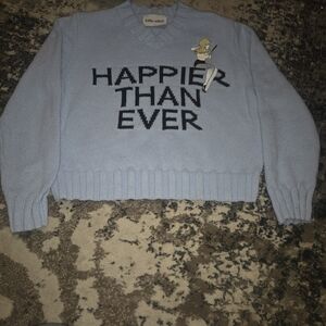 BILLIE EILISH ‘Baby Blue’ HAPPIER THAN EVER KNIT PULLOVER SWEATER SIZE SMALL